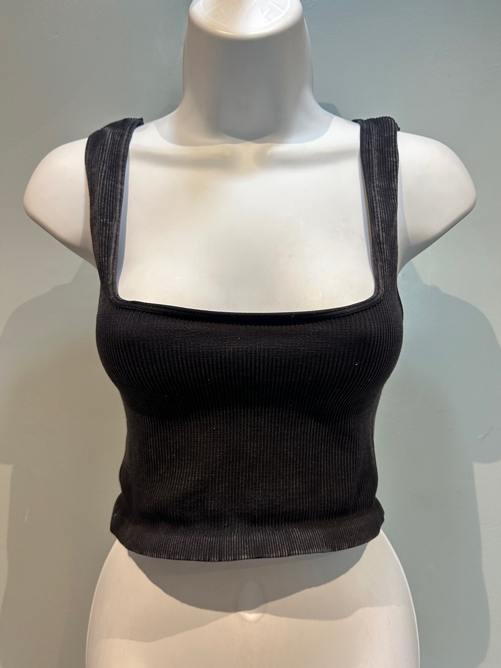 Free People Black Ribbed Crop Top Size M/L